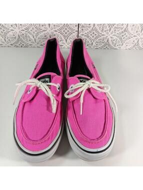 Keds Womens Neon Pink Boat Shoe Sneaker Canvas Size 8
